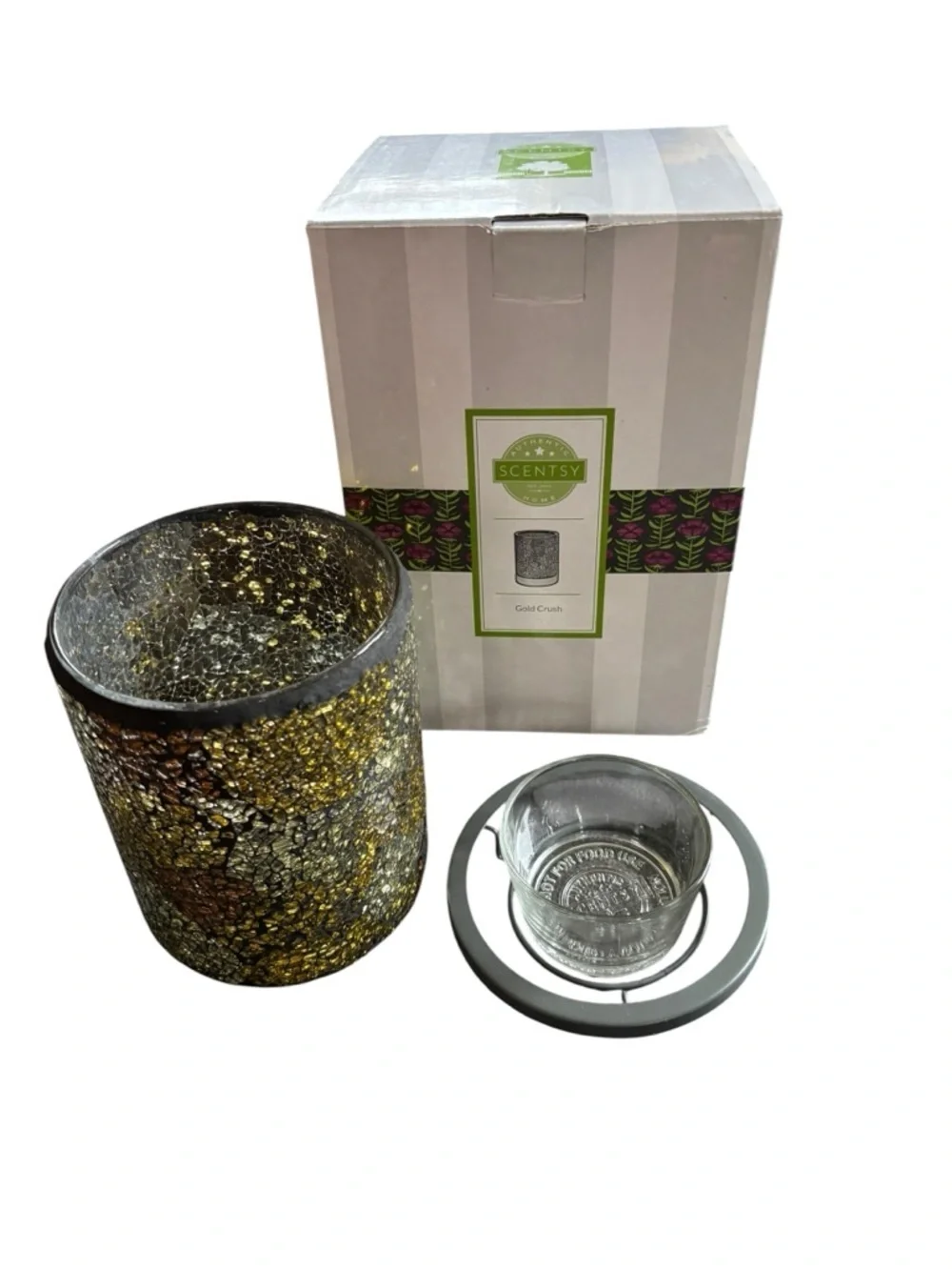 Scentsy Gold Rush Wax Warmer Shade  Warmer Dish 25~ Watt Bulb New In Box